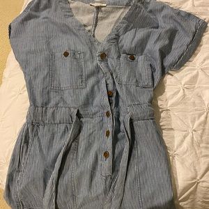 American Eagle Striped Denim Romper